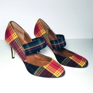 Ann Marino Plaid Mary Jane Heels Size 7